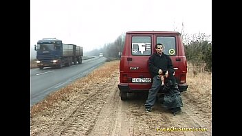 Horny Whore Sucks Cock On The Road
