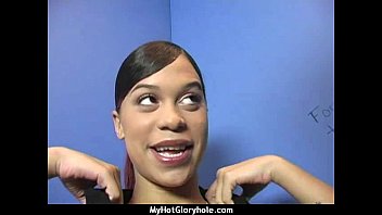 Ebony Teen Shows Off Her Blowjob Skills At Gloryhole 14