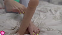 Horny Minx Footjob Dildo And Caresses Feet Compilation