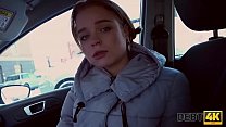 Debt4k. Hottie Calibri Angel Blows Agent In His Car And Has Anal With Him Sex Indoors