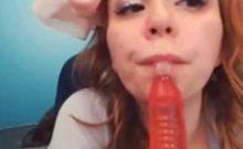 Redhead Amateur's Webcam Dildo Show Redhead Amateur's Webcam Dildo Show